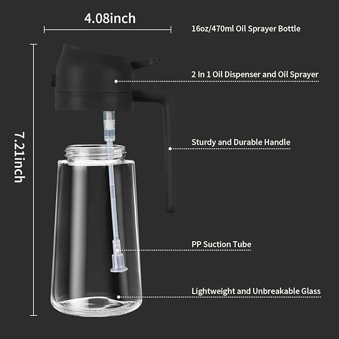 2-in-1 Oil Dispenser For Kitchen 500ml